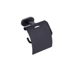 Inda Black - Toilet Roll Holder With Lid